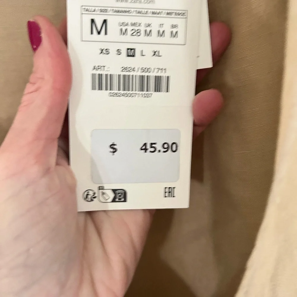 Zara  Tan Linen Wrap Top, NWT, size Medium. - Picture 3 of 4